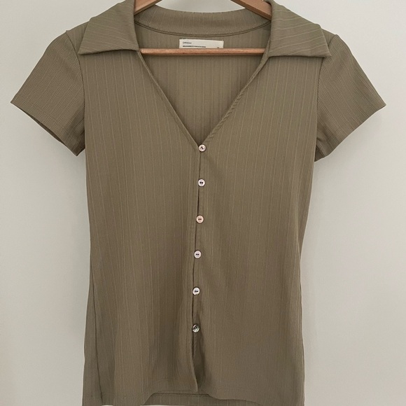 OAK + FORT Polo Knit Button Front Top - Picture 4 of 4